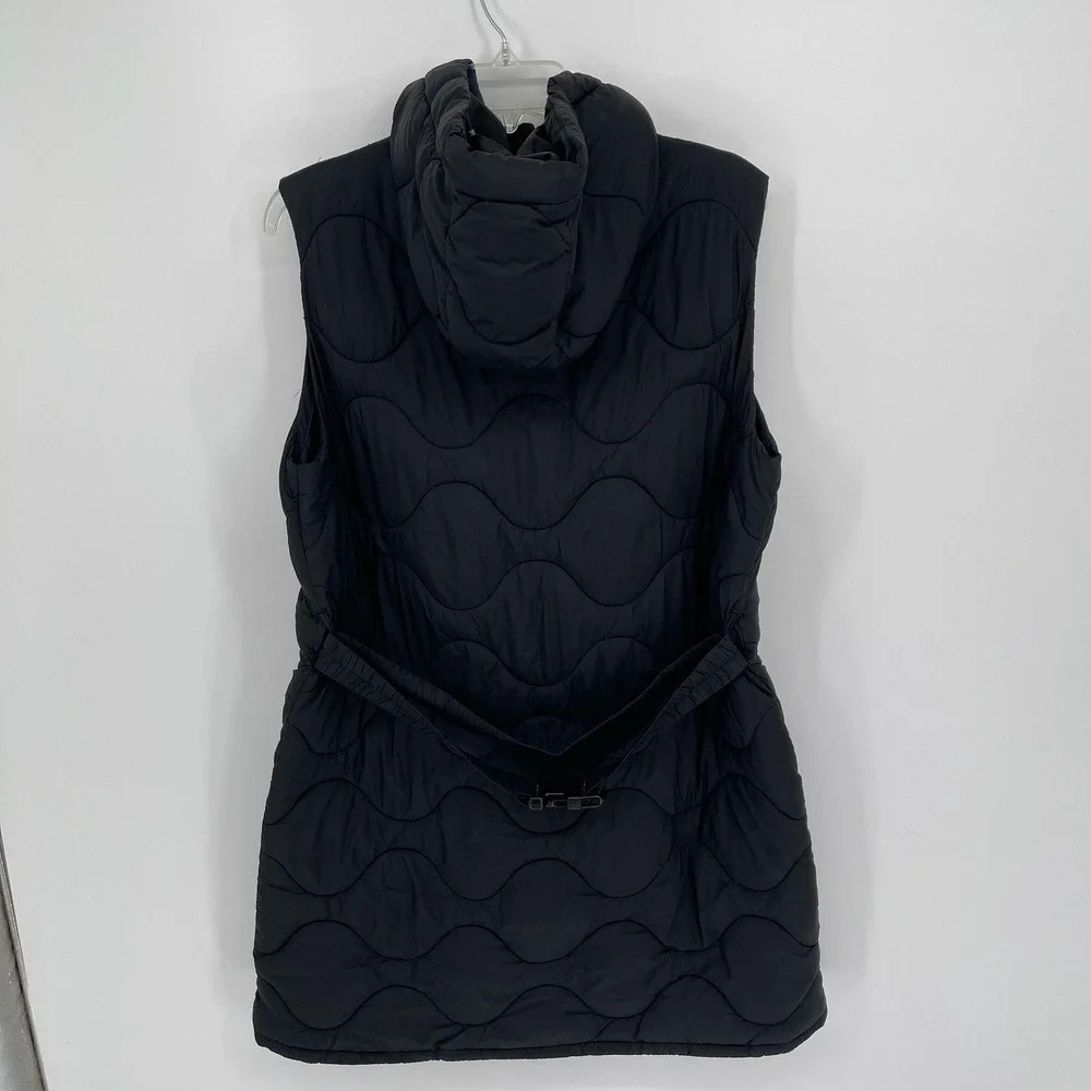 Swiss Tech Girl's Black Quilted Full Zip Hooded Winter Puffer Vest Size L 12-14